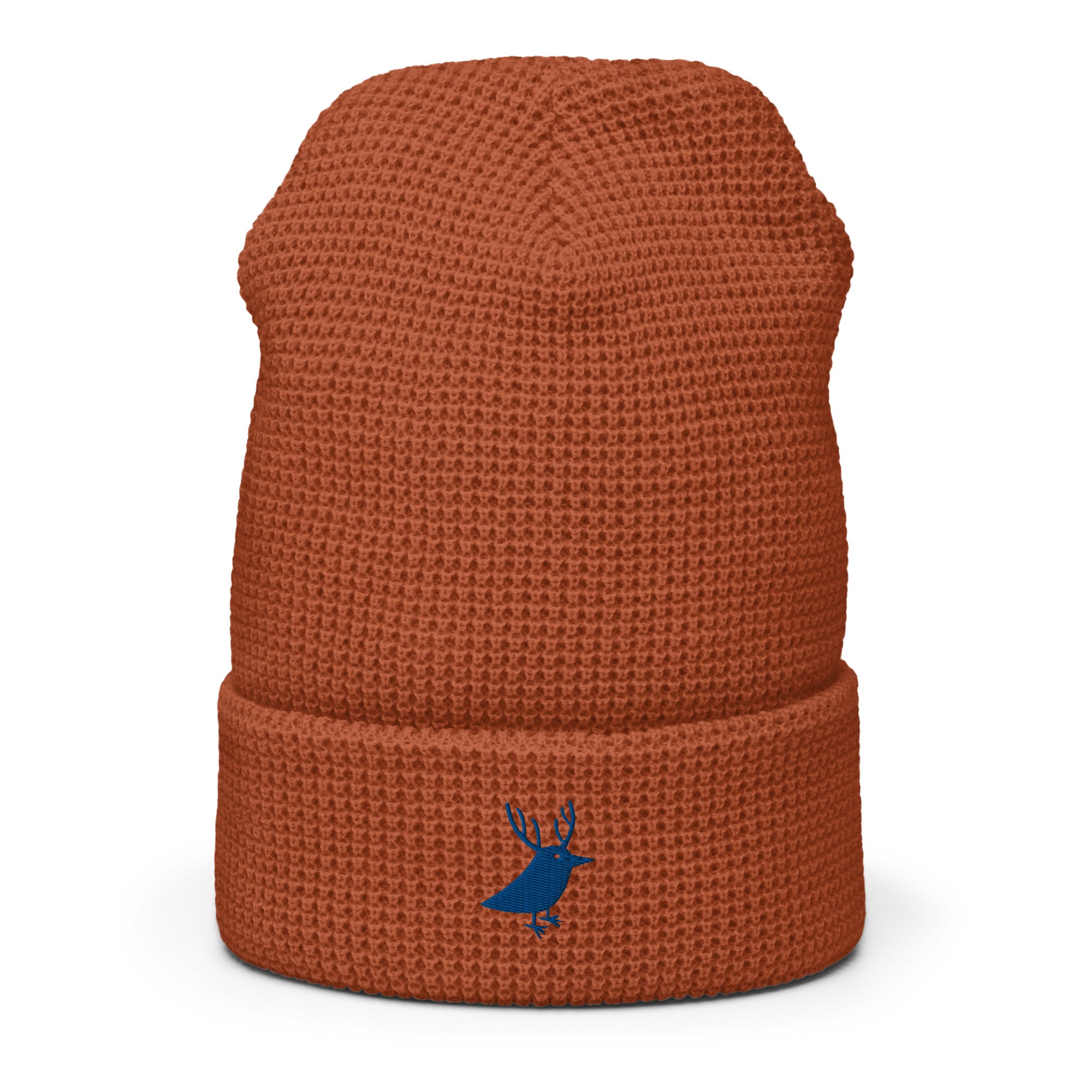 Women's waffle beanie for snowboarding and outdoor rust