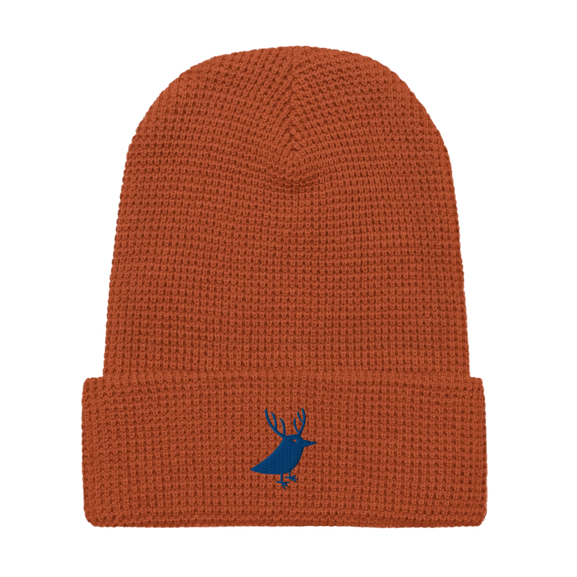 Women's waffle beanie for snowboarding and outdoor rust